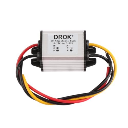 DROK 5V DC Converter, 2pcs Waterproof DC Buck Converter 8V-22V 12 V Step Down to 3V-15V 6V 9V 3A Adjustable Power Supply Voltage Regulator Module