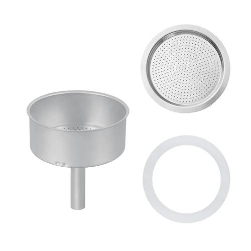 Espresso Maker Filter Basket,moka pot 9 cup Replacement Funnel,moka pot filter For Mocha Coffee Maker Pot with 1pcs Filter and 1pcs Silicone Gasket Seals