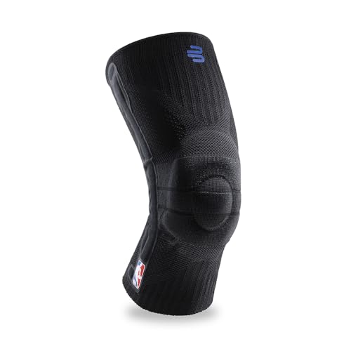 Bauerfeind Sports Knee Support NBA - Officially Licensed Basketball Brace with Medical Compression - Sleeve Design with Omega Gel Pad for Pain Relief & Stabilization (Black, L)