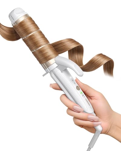 FURIDEN Lite Dual-Voltage Curling Iron: 110V-240V 1 1/2 Inch Ceramic Wide Barrel 2-in-1 Curling Iron for Chin Length Hair - Europe Travel for Soft Curls with Clamp