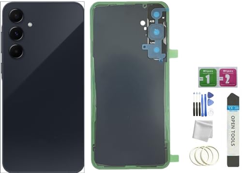 JMBTQ Galaxy A55 Back Glass Replacement for Samsung Galaxy A55 5G Back Cover Glass with Tape+Camera Lens+Tools (Navy Latin/Black)
