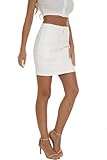 GUANYY Women's White Denim Skirt Junior High Waisted Stretchy Slim-Fit Y2k Cute Mini Jeans Skirts Casual Day White Medium