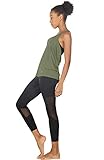 icyzone Yoga Tops Workouts Clothes Activewear Built in Bra Tank Tops for Women (L, Olive)