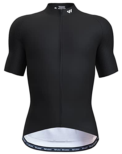 Wulibike Men's Cycling Jerseys Short Sleeve Bike Biking Shirts Full Zip with Pockets Road Bicycle Clothing