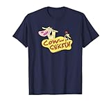 Cartoon Network Cow and Chicken Logo T-Shirt, Men's Unisex Adult Blue Short Sleeve V Neck T-Shirt, Small