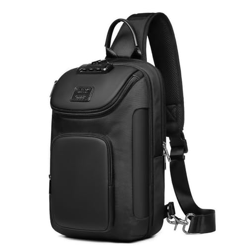 reeyee Sling Bag for Men, Anti Theft Crossbody Bag,Waterproof Shoulder Bag Mens Cross Bag for Casual Sport Travel (Black)
