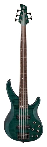Yamaha TRBX605 5-String Flamed Maple Bass Guitar, Indigo Blue