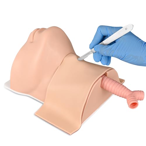MedEduQuest Cricothyrotomy Task Trainer, Cricothyrotomy Simulator Cricothyrotomy and Tracheostomy Trainer, Surgical Airway Trainer - Light Skin