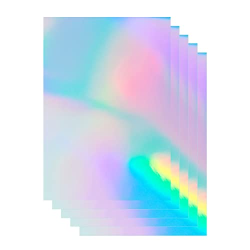 50 Sheets Holographic Printable Vinyl Sticker Paper 8.5x11 Inch Waterproof Sticker Paper Rainbow Vinyl Sticker Paper for Inkjet/Laser Print