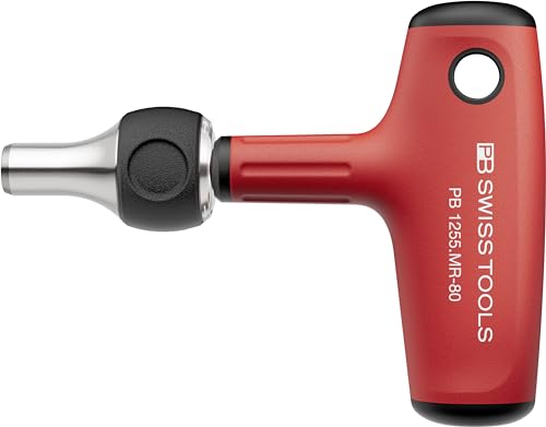 PB Swiss Tools Cross-Handle Ratchet Screwdriver PB 1255.MR-80 | 100% Swiss Made | Screwdriver with Cross-Handle and Magnetic Stainless Steel Bit Holder for C6 and E6 1/4" PrecisionBits