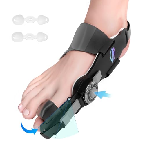 HUQKIYA Bunion Corrector for Women & Men, Orthopedic Bunion Splint with Toe Separator Adjustable Toe Straightener Suitable for Left/Right Feet Hallux Valgus Relief(Black 1Pcs)