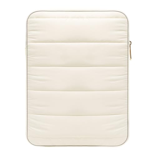 MoKo 13-14 Inch Puffy Laptop Sleeve, Laptop Carrying Bag Compatible with New MacBook Pro M3/M2 14" 2023, MacBook Air 13.6/13.3 M2 / M1 2022-2018, iPad Pro 12.9, Notebook Laptop Travel Bag, Milky White