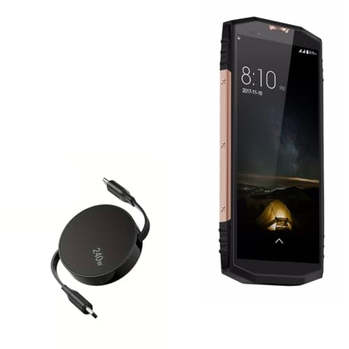 BoxWave Cable Compatible with Blackview BV8000 Pro - PD miniSync (240W), Retractable PD 240W Portable USB Type-C Cable - Jet Black