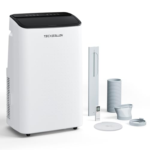 TECXERLLON 15000 BTU Portable Air Conditioners Cools Up to 800 Sq.Ft, 4-IN-1 Self-Evaporating Portable AC Unit with Dehumidifier, Fan, Sleep Mode, 24-Hour Timer, Remote Control for Large Room, Office