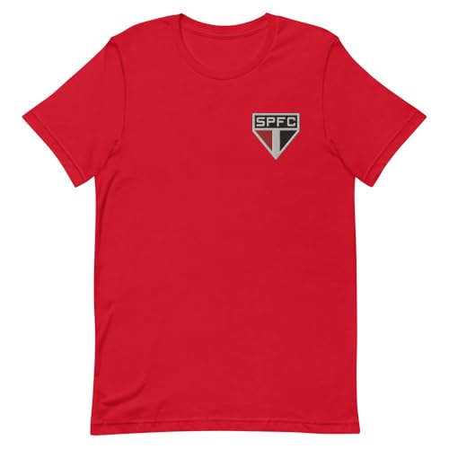 CazellaStore Time São Paulo FC, SPFC, Embroidery, Brazilian Soccer, Futebol, Premium T-Shirt Red, 5X-Large
