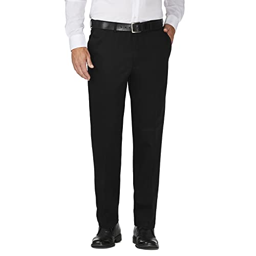 Haggar Men's Premium No Iron Classic Fit Expandable Waist Pleat Front Pant, Black, 50x32