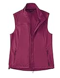 BALEAF Women's Lightweight Vest Softshell Sleeveless Jacket Windproof Stand Collar with Zipper Pockets Running Hiking Golf Rouge L