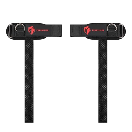 Ekkovision Weight Lifting Straps With Cuffed D Ring, Wrist Support, Heavy Duty Thick Comfortable Lifting Straps, Secure Fit, Enhanced Grip, Black
