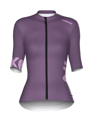 INBIKE Cycling Jersey Women Quick Dry, Breathable Bike Shirts with Pockets, Bicycle Clothing for Road Biking Riding Purple