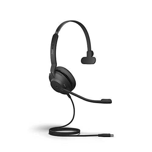 Jabra Evolve2 30 MS Wired Headset, USB-C, Mono, Black – Lightweight, Portable Telephone Headset with 2 Built-in Microphones – Work Headset with Superior Audio and Reliable Comfort