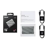 SAMSUNG T9 2TB, Portable SSD, up to 2000MB/s, USB 3.2 Gen 2x2 (20Gbps) NVMe, Rugged, for Photographers, Content Creators and Gaming, External Solid State Drive (MU-PK2T0G/WW) Gray