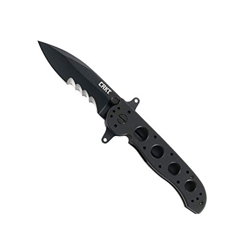 CRKT M21-12SFG EDC Folding Pocket Knife: Special Forces Everyday Carry Drop Point Blade with Veff Serrations Liner Lock, Black Corrosion Resistant Blade, Reversible Pocket Clip