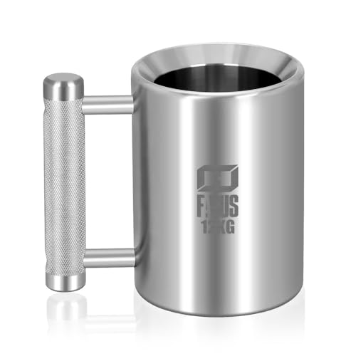 Heavy Mug 26LB/12KG 16 oz,304 Stainless Steel Fitness Sports Water Cup Silver Overweight Dumbbell Coffee Mug Cups, Suitable For Home Workout, Gym Strength Training, Prank Gift, and Coffee Enthusiast