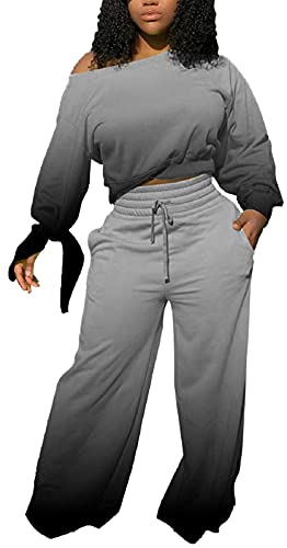 sexycherry Womens Casual 2 Piece Sets Black Tie Dye Long Sleeve Jogging Sweatsuit Wide Leg Long Sweatpants Sets with Pockets Drawstrings (Large)