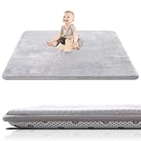 SEPARO Thick Baby Play Mat for Floor,50 x 50 Playpen Mat,Tummy Time Foam Mat,Ultra Soft Support & Plush Feel,Easy Care with Non-Slip Cushioned for Infant,Kids and Toddler Crawling,Grey