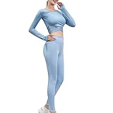 Gecdgzs 5 PCS Workout Sets for Women Running Yoga Outfits Athletic Gym Exercise Clothes Activewear Sets Tracksuit(Blue,S)