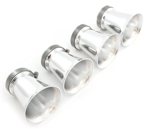 Set of 4 Silver Motorcycle Velocity Stacks - 39mm - Silver - Compatible with Honda CB500 CB550 CB750