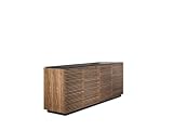 BDI Furniture Corridor Office 8109-79'' Credenza for Home or Office with 4 Doors, File Drawer, Storage Drawer, Adjustable Shelf, Satin-Etched Glass Top - Natural Walnut