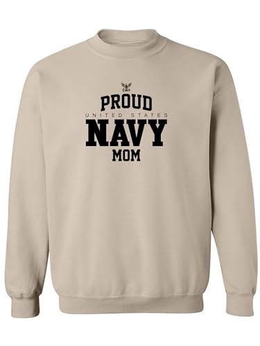 zerogravitee Proud United States Navy MOM Crewneck Sweatshirt in Sand - X-Large