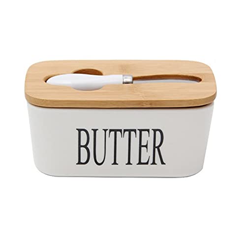 Butter Dish Kitchen Butter Cheese Storage Box Household Gadgets Ceramic Dishes Food Sealed Box with Cover Knife Butter Tray Container Tools Butter Container (Color : B)