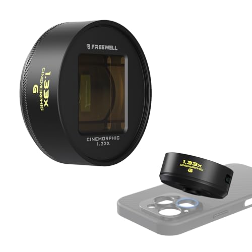 Freewell 1.33x Gold Anamorphic Lens Compatible with 17mm Mount iPhone, Samsung - Cinematic Smartphone Lens with Wide Aspect, Rich Gold Flare, and Enhanced Film Look