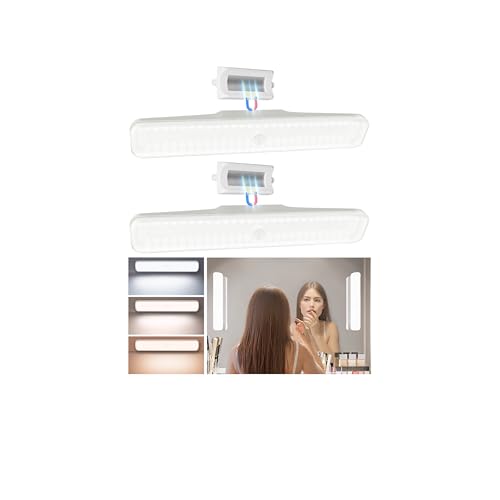 EZVALO 2 Pack Wireless Vanity Lights for Mirror, Rechargeable Makeup Light with Stepless Dimming, 3 Color Modes, Touch Control & Adjustable Angle, Cordless Bathroom Mirror Light, Gift for Women