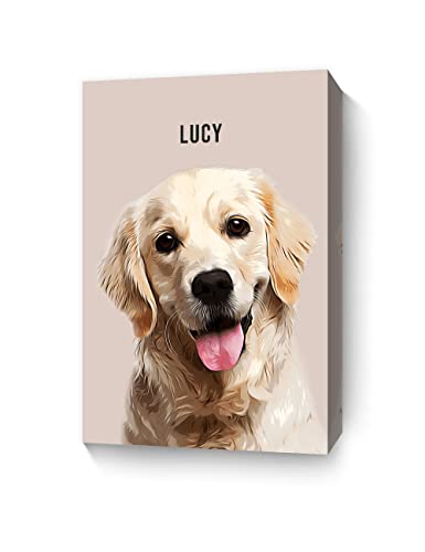 DECORARTS - Custom Pet Portrait Canvas, Oil Painting Style with Solid Color Background, Personalized Dog or Cat Wall Art, 18" x 12", Ready to Hang, Made in USA