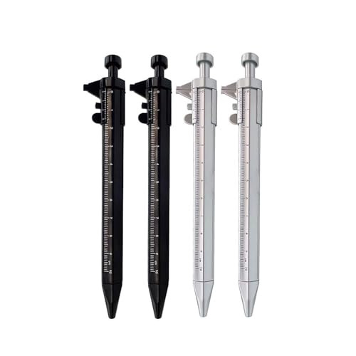 (4 pcs) novelty writing pen with vernier calipers, vernier caliper measuring tool Pen for student writing drawing measurement retractable, student office mapping ballpoint pen