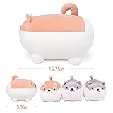 Shiba Inu Plush, 5 PCS Shiba Inu Stuffed Animal Family, 15.8" Corgi Plushie Cute Soft Plush Pillow Toy Anime Kawaii Plush Soft Corgi Pillow,Dog Mommy with 4 Puppies Plush Toy Gifts for Boys Girls