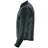 Vance Leather's Men's Premium Leather Motorcycle Racer Jacket with Vents Reflective Piping and CCW Pockets (L)