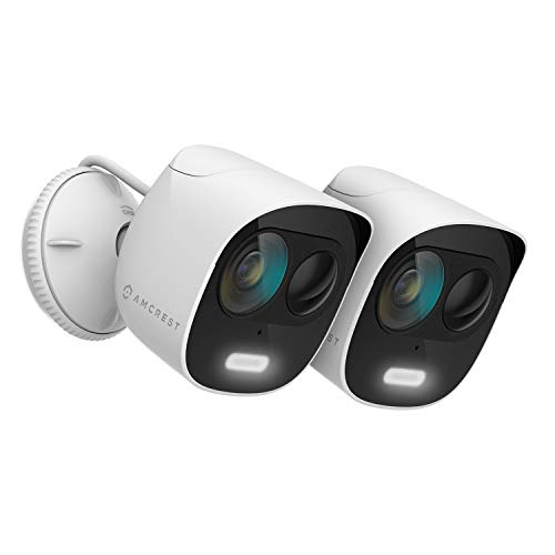 Amcrest 2-Pack ProHD 2-Megapixel Wireless Outdoor Security Camera, Deterrent Outdoor IP WiFi Camera - Full HD 1080P @30fps, IP65 Weatherproof, 33ft Nightvision, Two-Way Audio, 2PACK-ADC2W (White)`