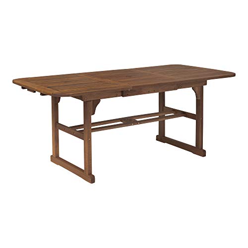 Walker Edison Maui Modern Solid Acacia Wood Slatted Patio Dining Table, 78 Inch, Dark Brown