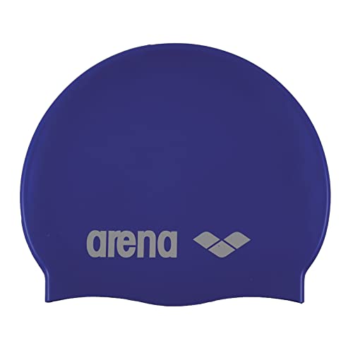 Arena Classic Unisex Soft Silicone Swim Cap for Women and Men, Intensive Training and Racing Comfortable Non-Slip Long Hair Swimming Hat, Skyblue/White