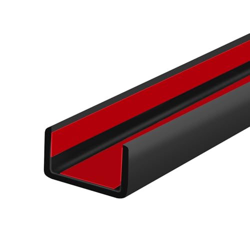 Rubber Edge Trim, 1-3/8 inch Wide U Channel Edge Trim, Big Size U Shaped Trim, Self Adhesive Edge Banding for Plywood, Woods, Doors, Shelf, Cabinet, Countertop, Length 20Ft, Black Gloss Finish