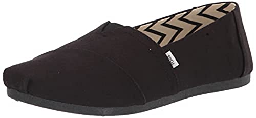 TOMS Women's Alpargata Recycled Cotton Canvas Slip On Sneaker Black/Black Recycled Cotton Canvas