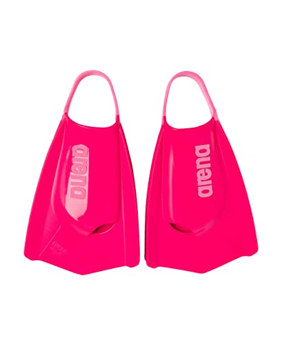 Arena Unisex Adult Powerfin Pro II Swim Training Fins Men and Women Silicone Short Blade Flippers Left/Right Customized, Pink, Size 6-7