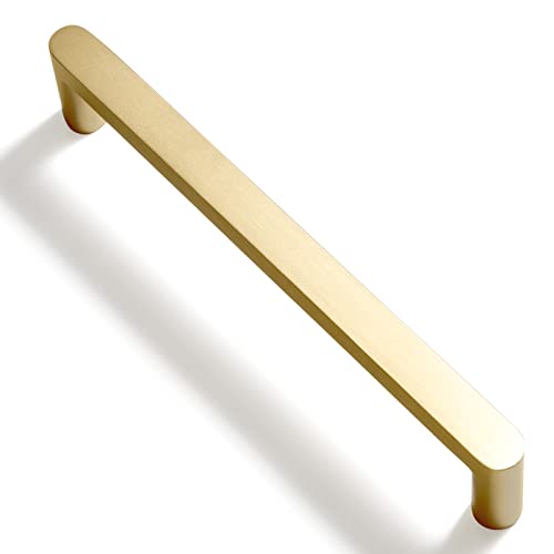 Goo-Ki 6 Pack Pure Brass Made Luxurious Cabinet Pulls,Matte,5 Inches Center to Center,Brushed Brass