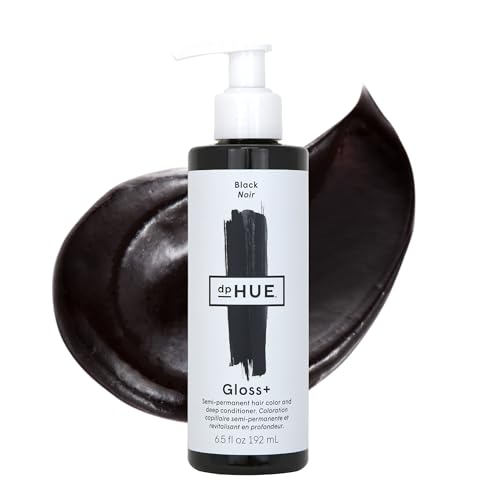 dpHUE Gloss+, Black - 6.5 oz (8-12 Applications) - Semi-Permanent Hair Color & Conditioner - Lasts Up to Eight Washes - Paraben, SLS & SLES Sulfate Free - Vegan, Leaping Bunny Certified