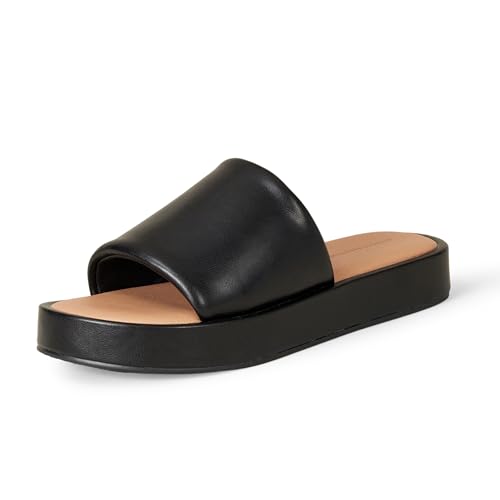 Amazon Essentials Women's Slide Flatform Sandal, Black, 8