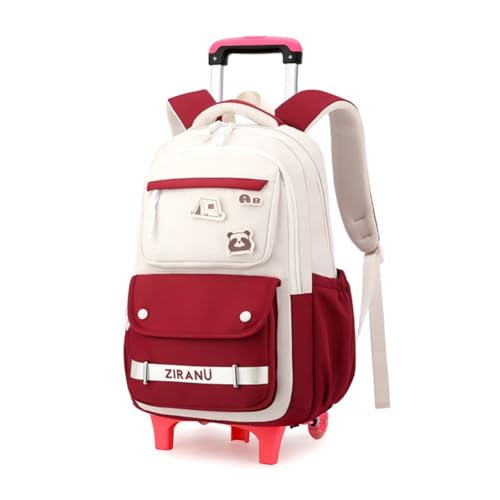 EKUIZAI Aesthetic Rolling Backpack for Girls Large-capacity secondary school bag Solid Color Girls Trolley Backpack